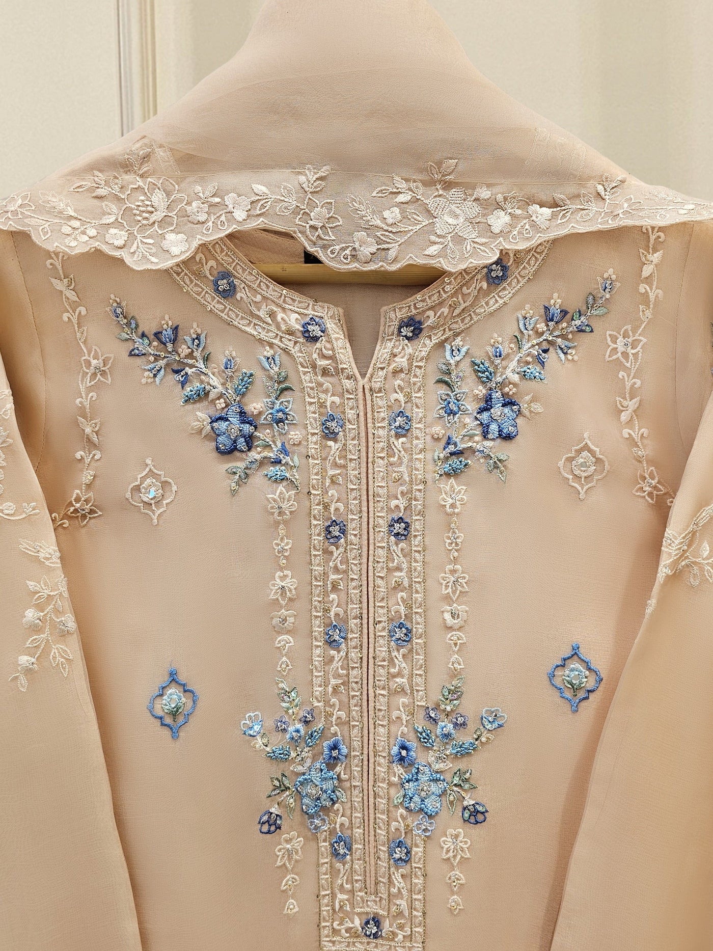3 Piece - Pure Organza Embroidered Suit