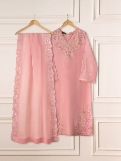2 Piece - Pure Embroidered Raw Silk Suit