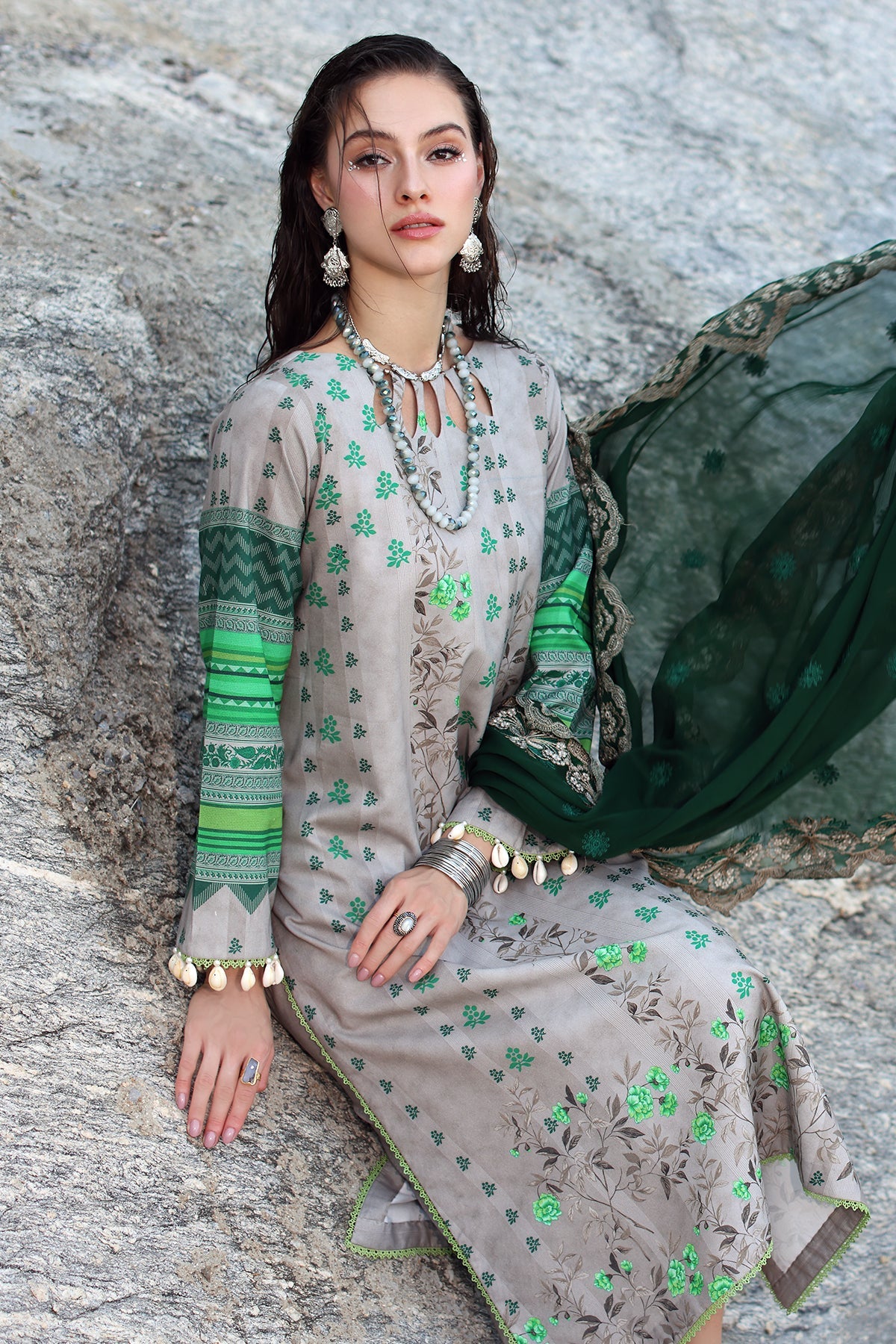 CHARIZMA Unstitched Printed Lawn with Embroidered Chiffon Dupatta PM4-26