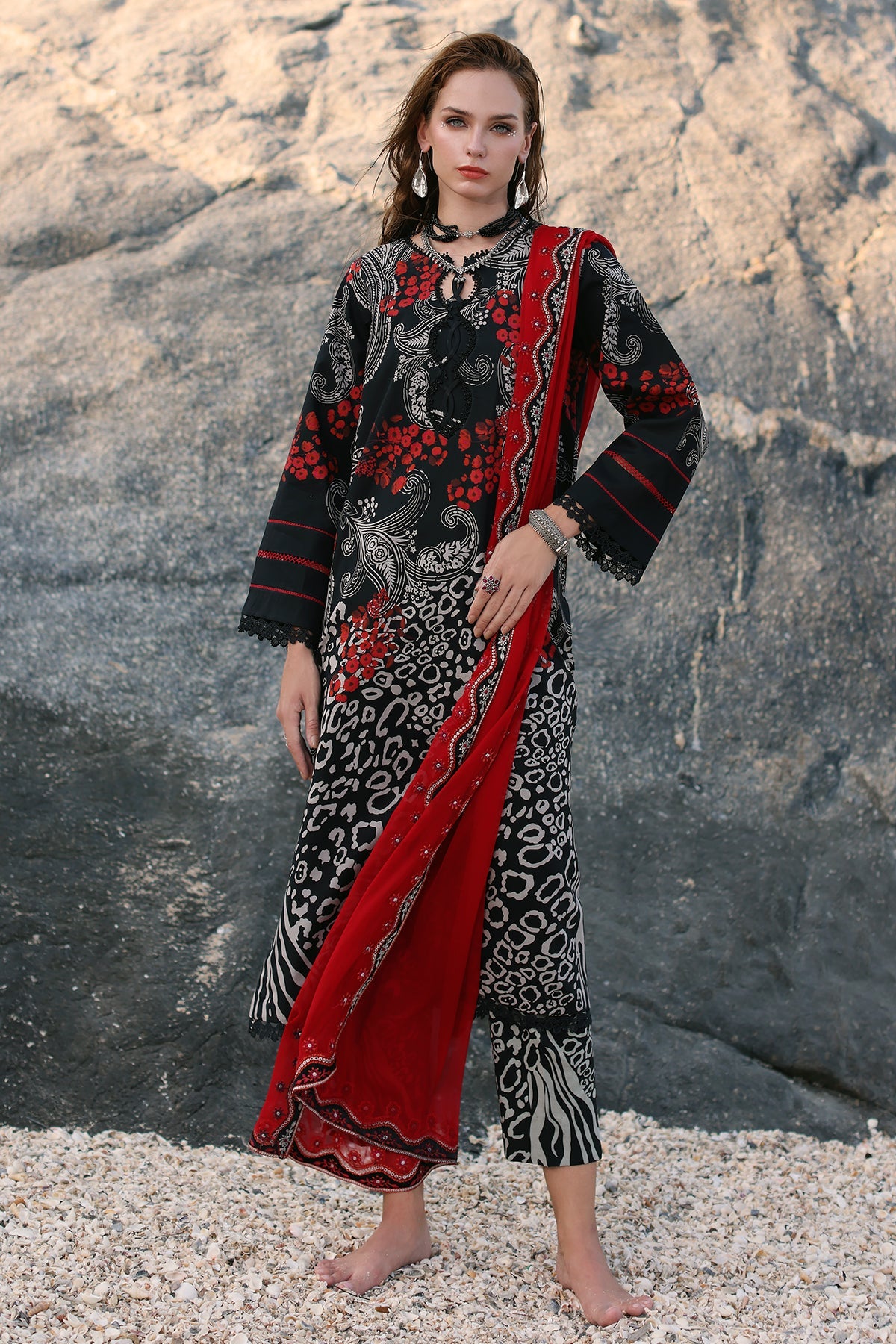 CHARIZMA Unstitched Printed Lawn with Embroidered Chiffon Dupatta PM4-28