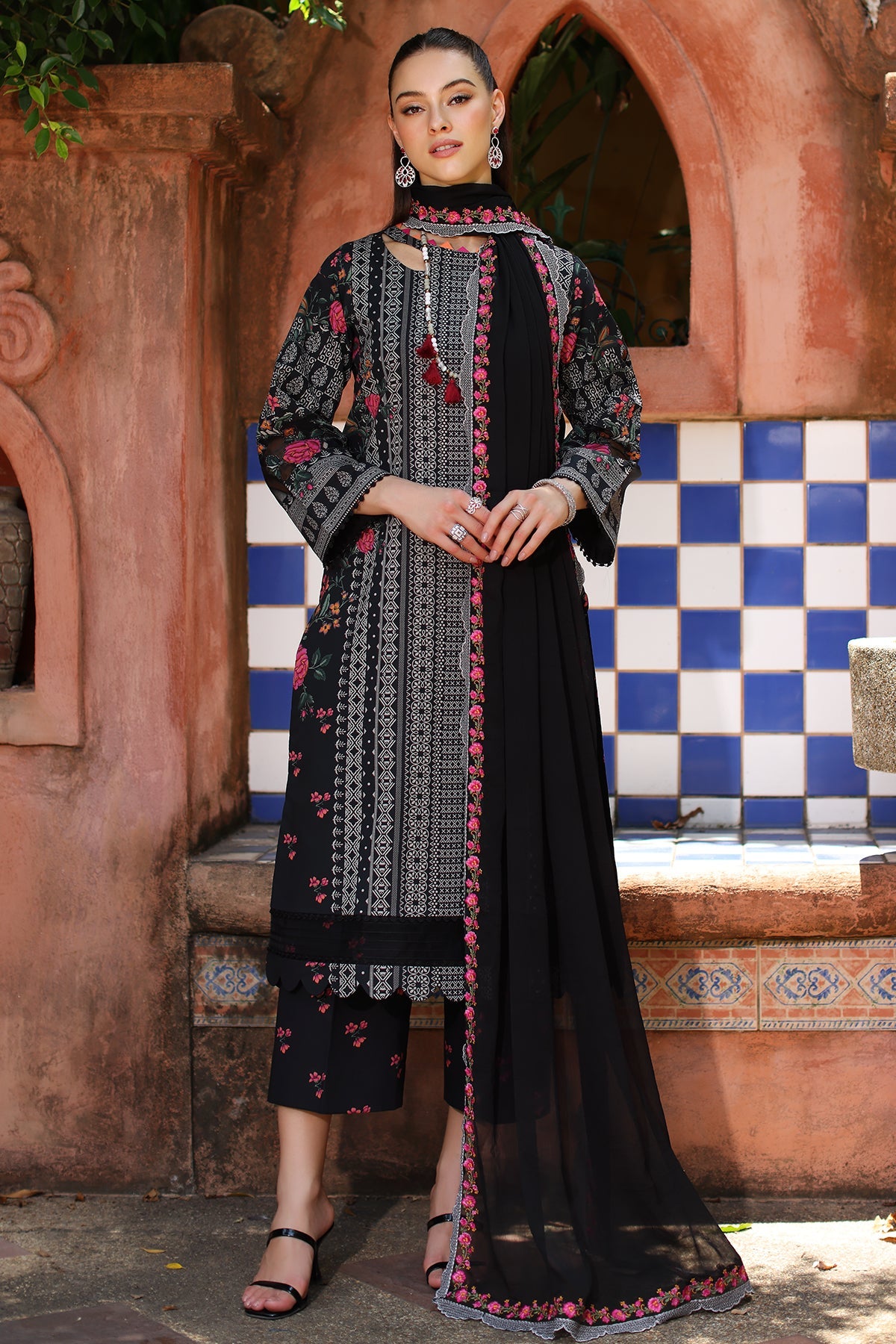 CHARIZMA Unstitched Printed Lawn with Embroidered Chiffon Dupatta PM4-35