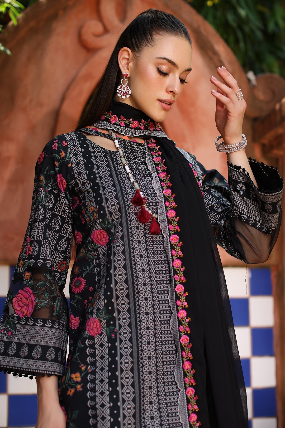 CHARIZMA Unstitched Printed Lawn with Embroidered Chiffon Dupatta PM4-35