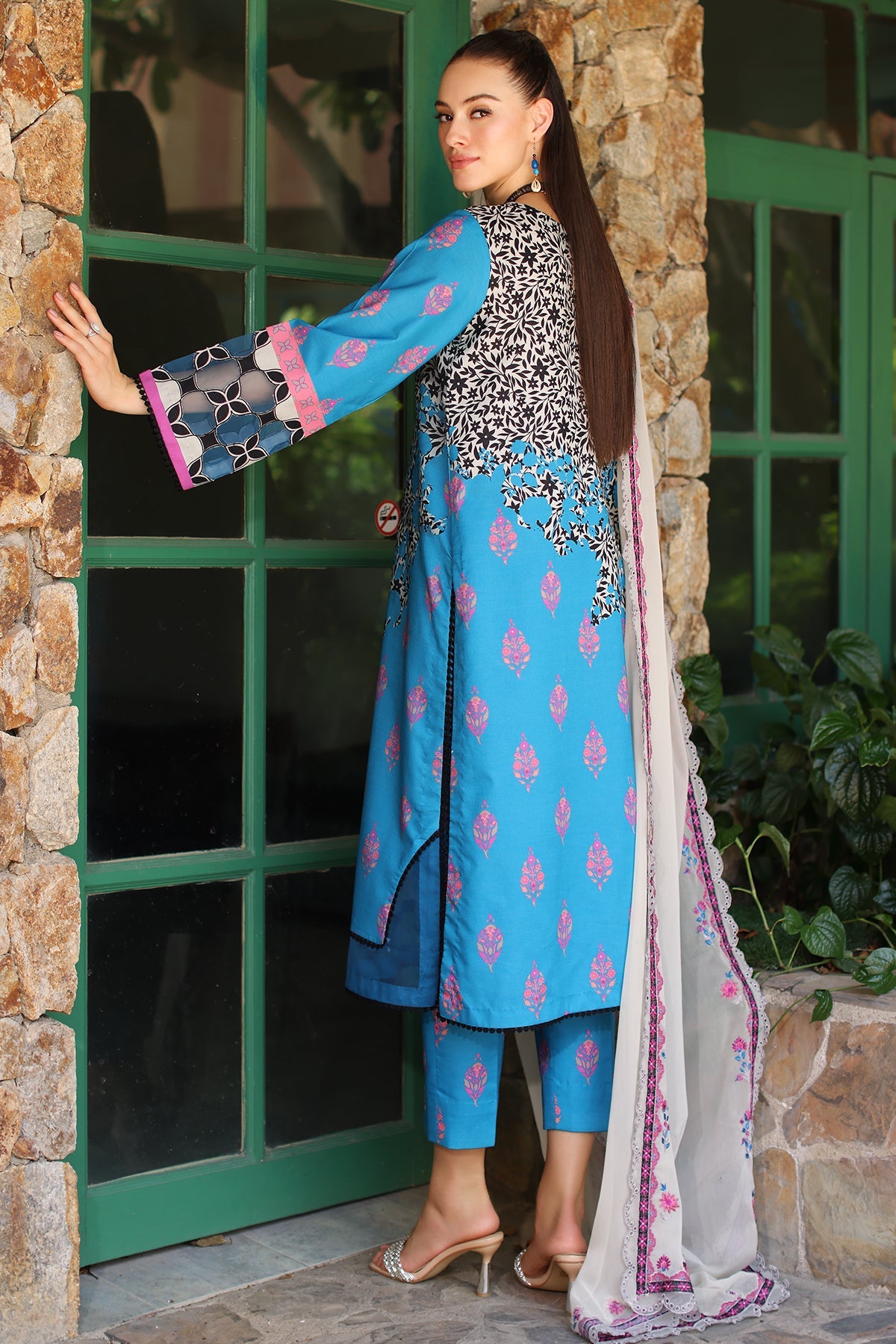 CHARIZMA Unstitched Printed Lawn with Embroidered Chiffon Dupatta PM4-34