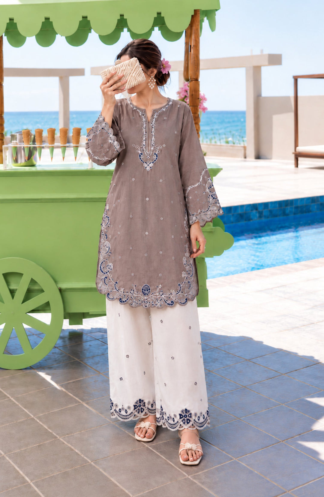 Embroidered Viscose Linen Stitched 2 Piece Co-ord Set