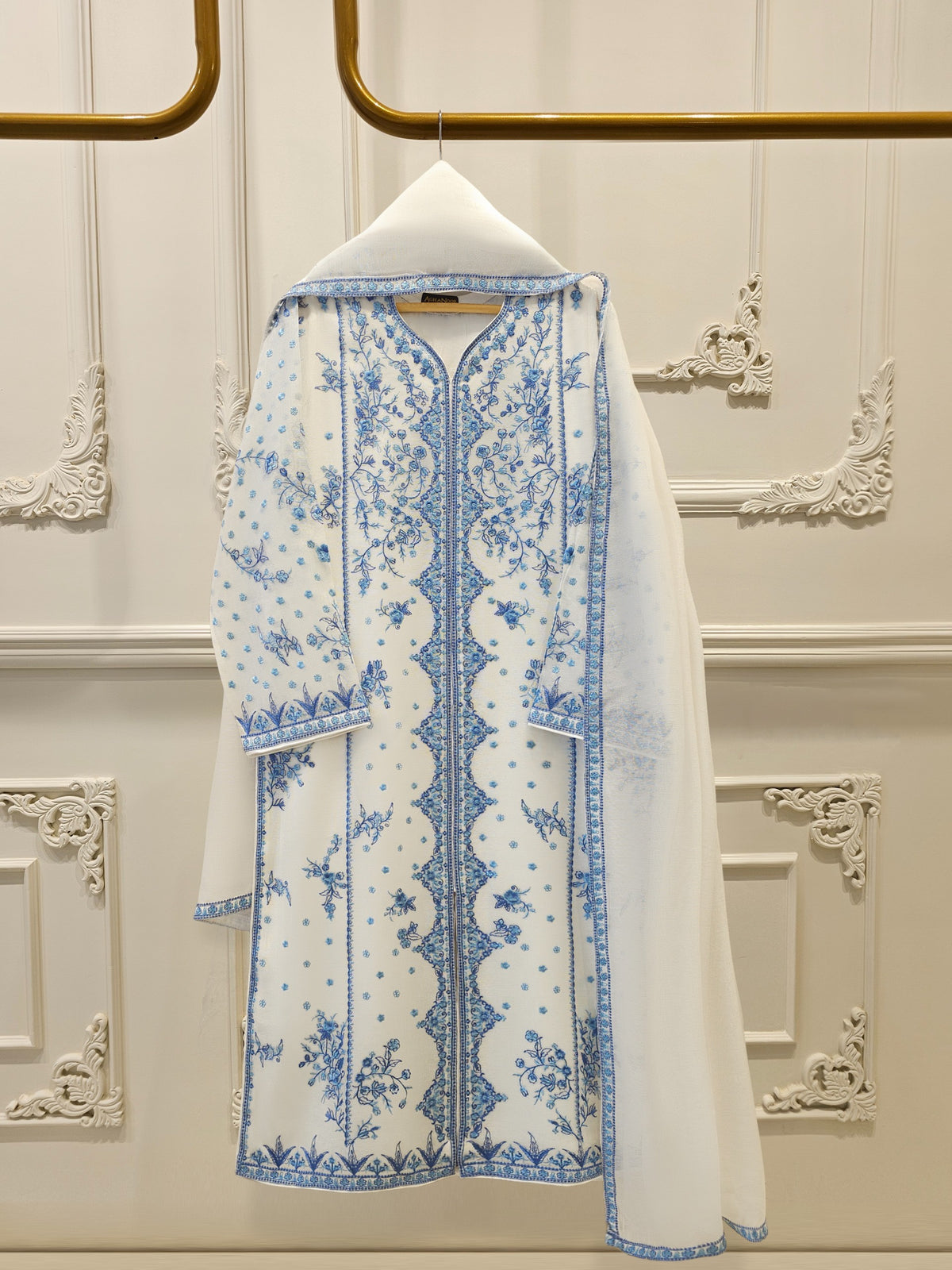3 Piece - Pure Embroidered Cotton Net Suit