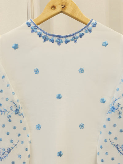 3 Piece - Pure Embroidered Cotton Net Suit