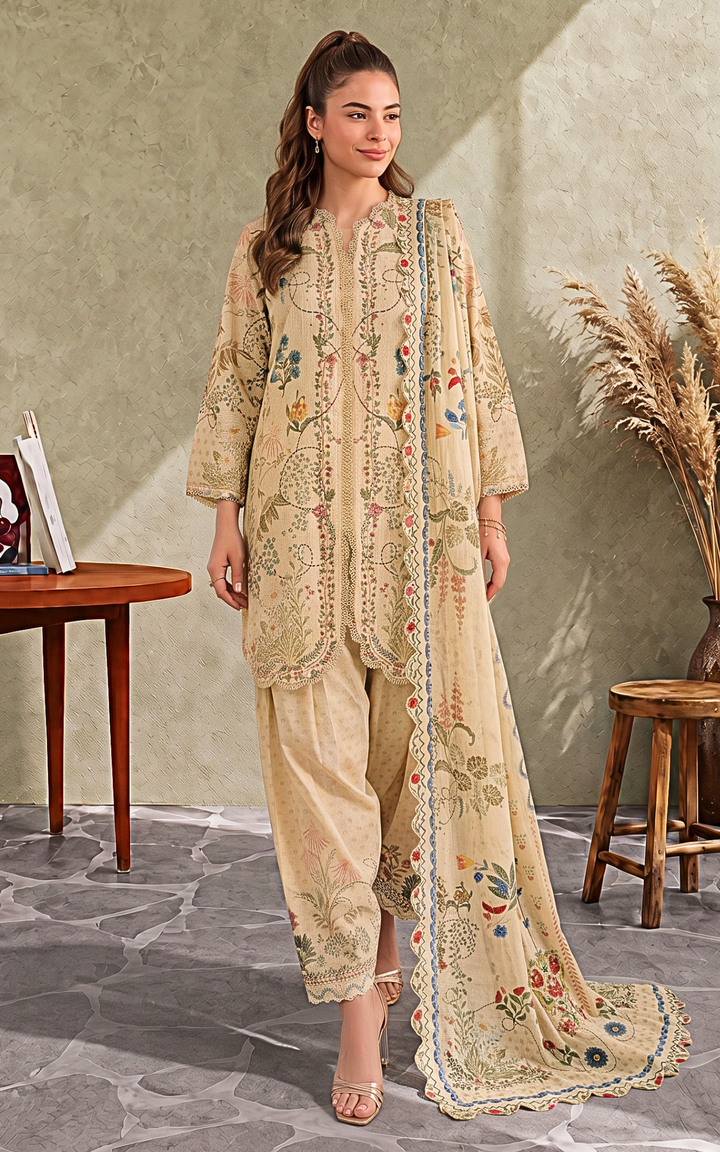 3pcs Unstitched Cambric