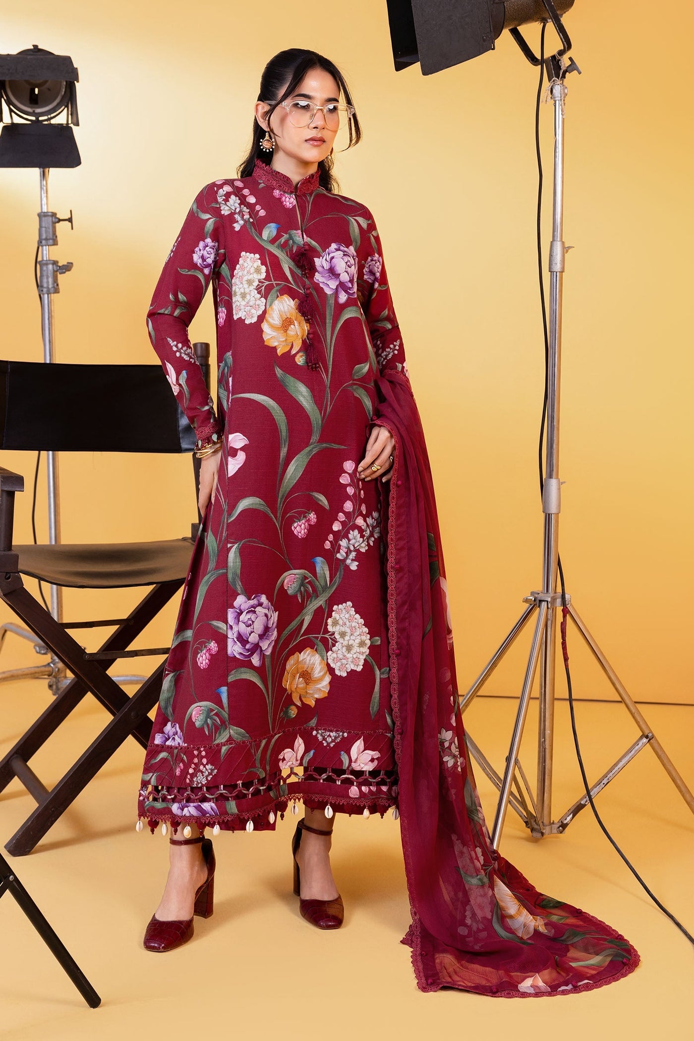 3 Pc Unstitched Printed Slub Khaddar Suit