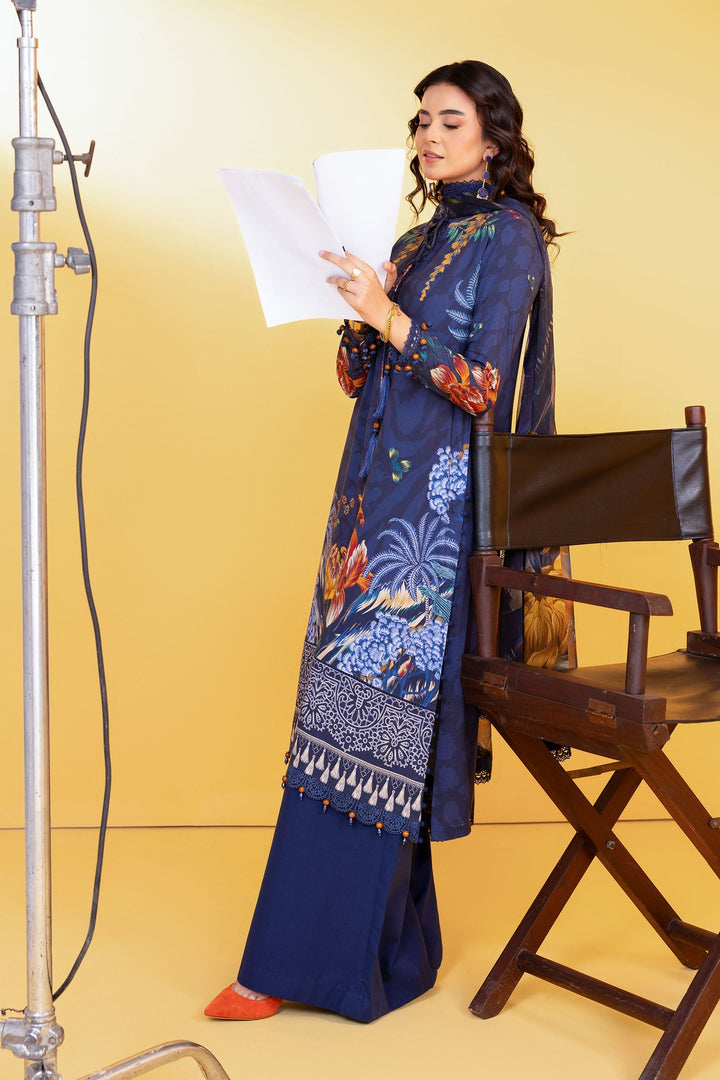 3 Pc Unstitched Printed Linen Suit