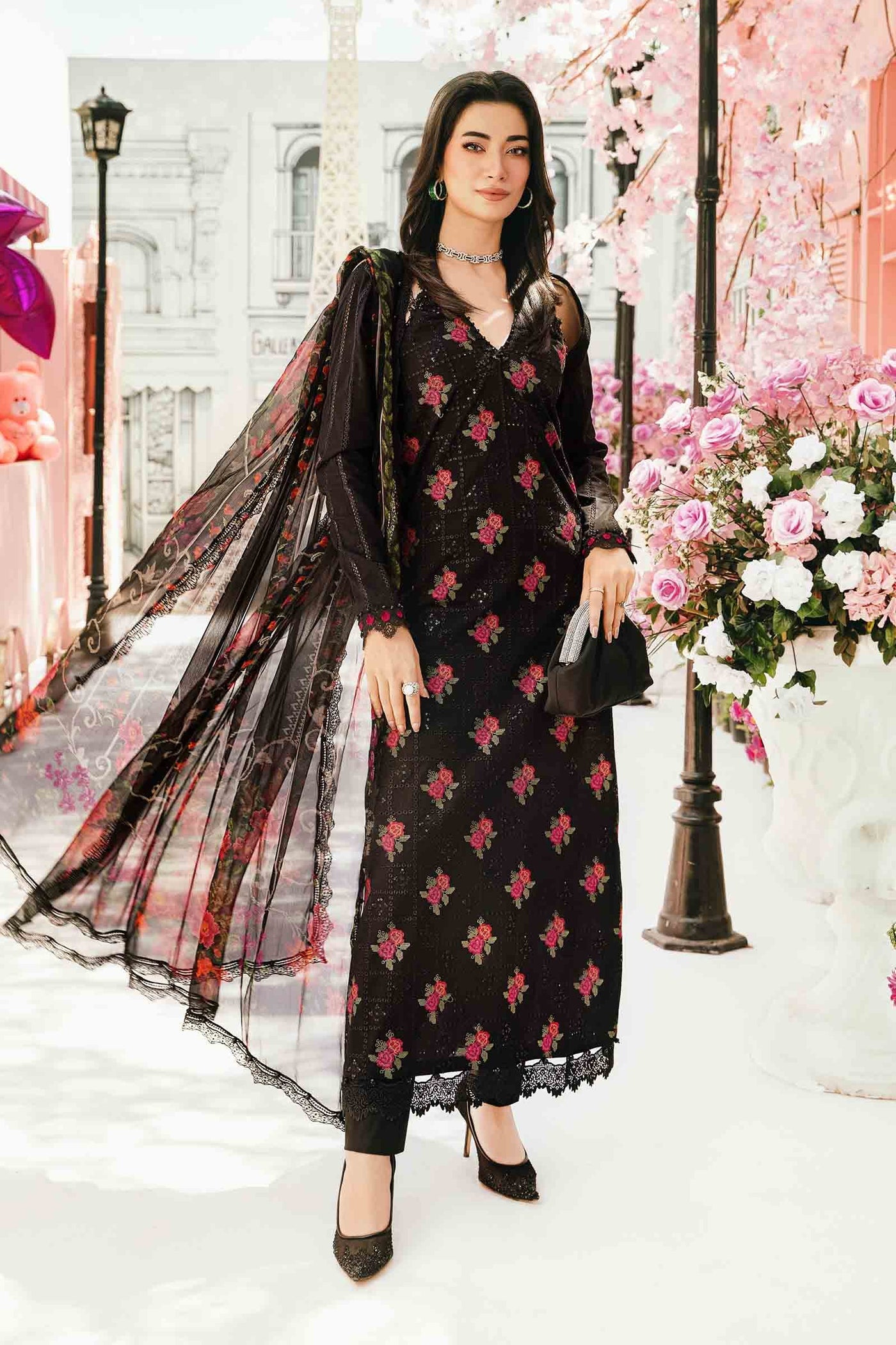 3 Piece Unstitched Embroidered Lawn Suit