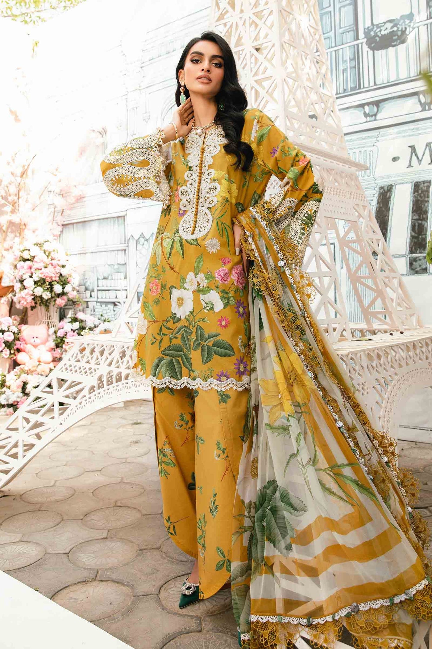3 Piece Unstitched Embroidered Lawn Suit