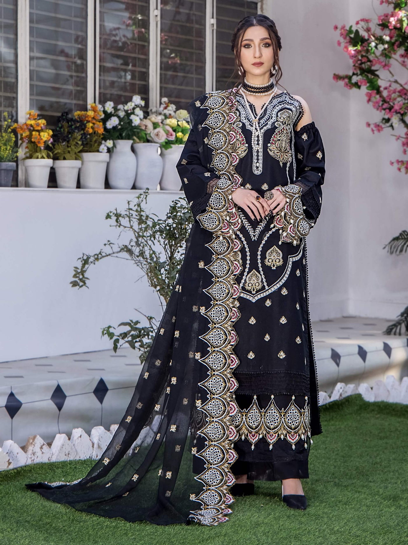 Afsoon by Humdum Embroidered Swiss Lawn