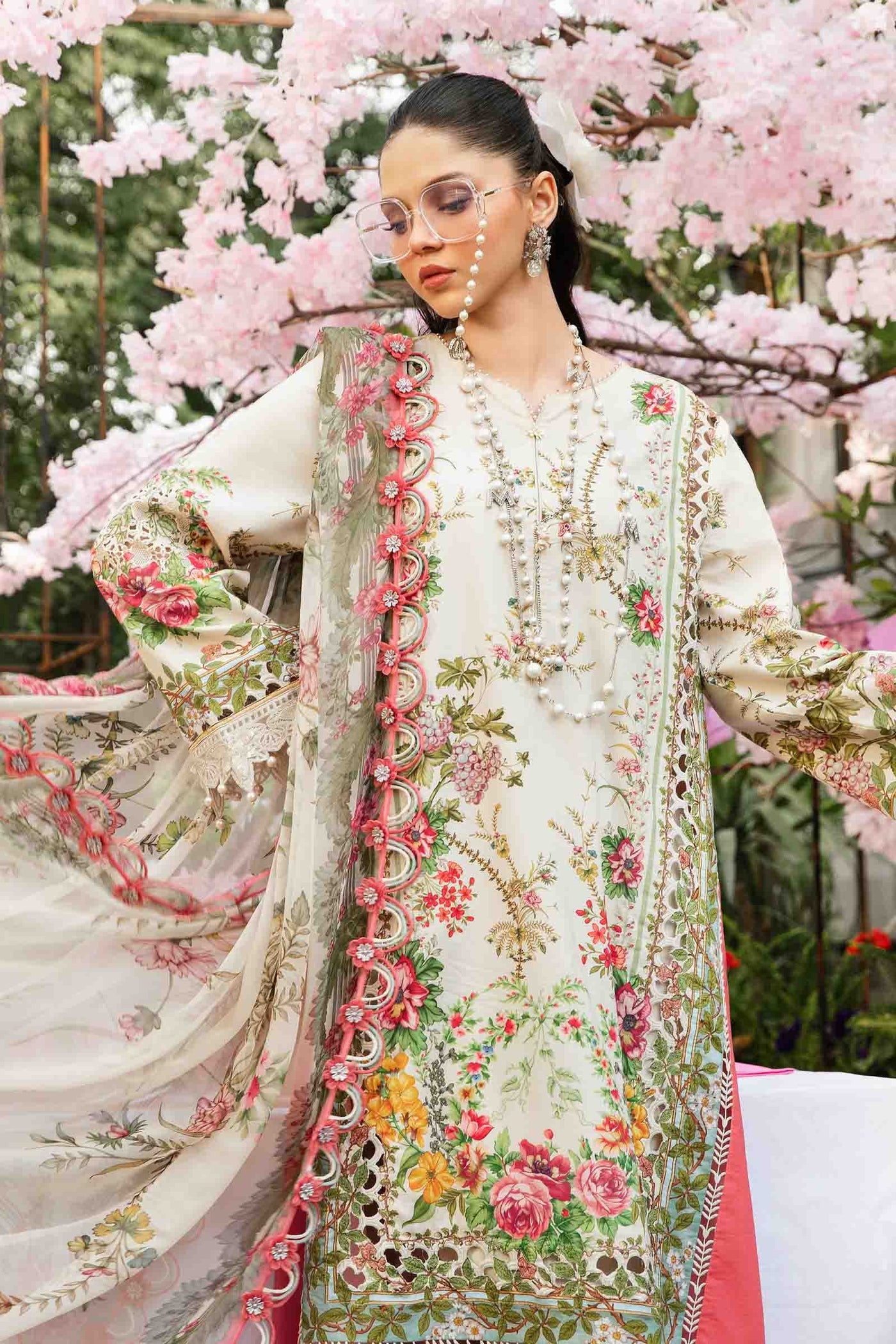 3 Piece Unstitched Embroidered Lawn Suit