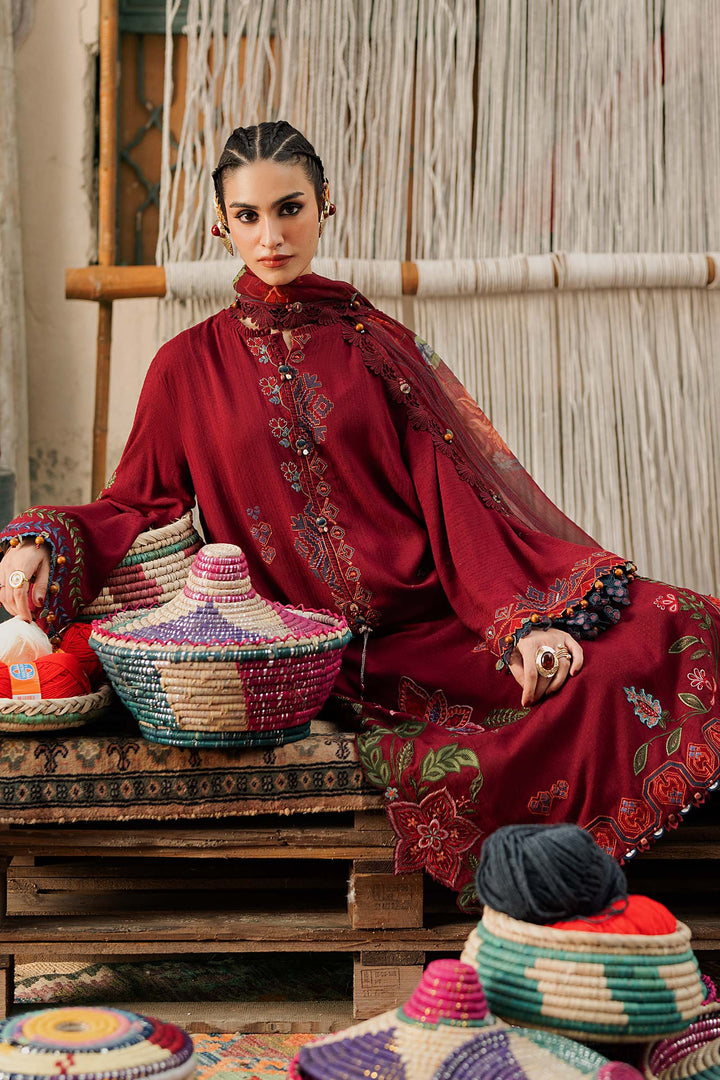 3 Piece Unstitched Embroidered Dobby Linen Suit
