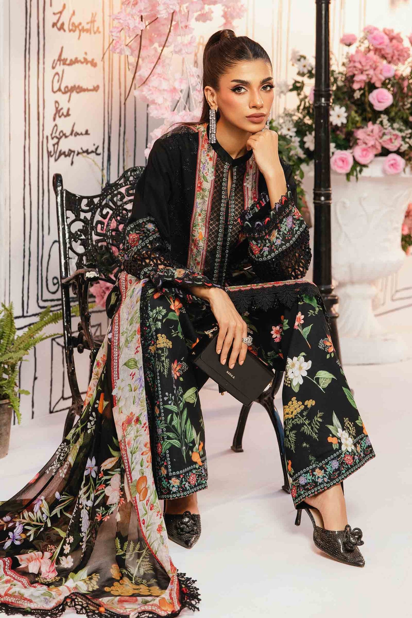 3 Piece Unstitched Embroidered Lawn Suit