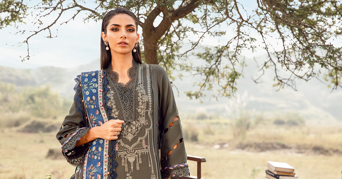 Maria.B M Print 3 Piece Unstitched Printed Linen Suit | MPT-2401-A