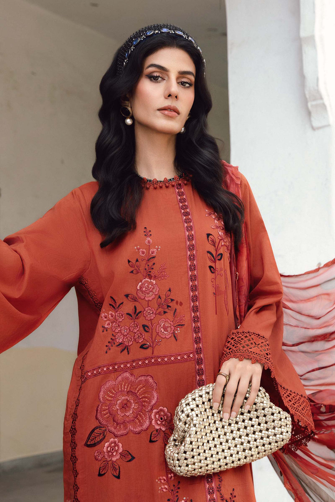 3 Piece Unstitched Embroidered Cambric Suit