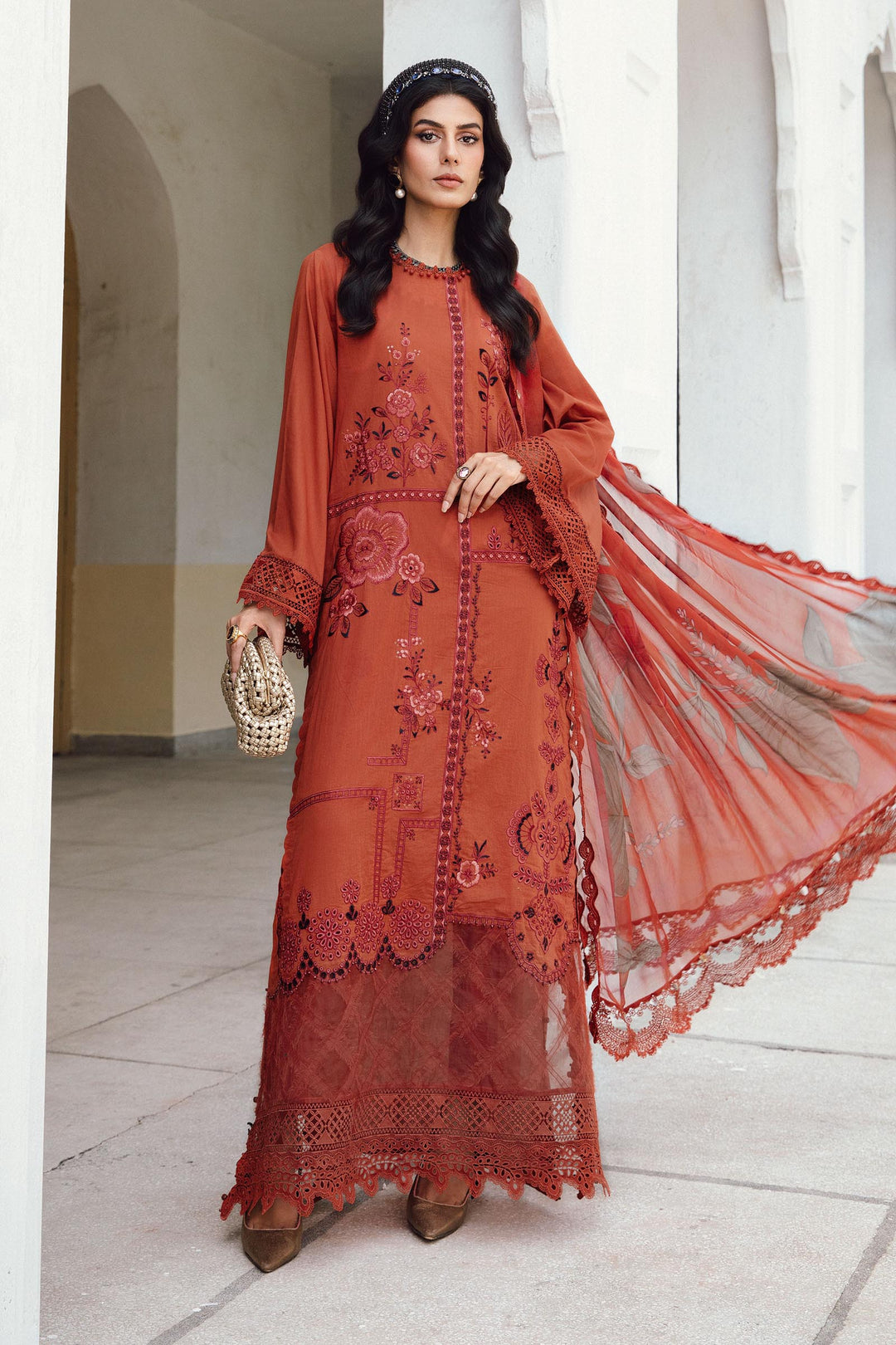 3 Piece Unstitched Embroidered Cambric Suit