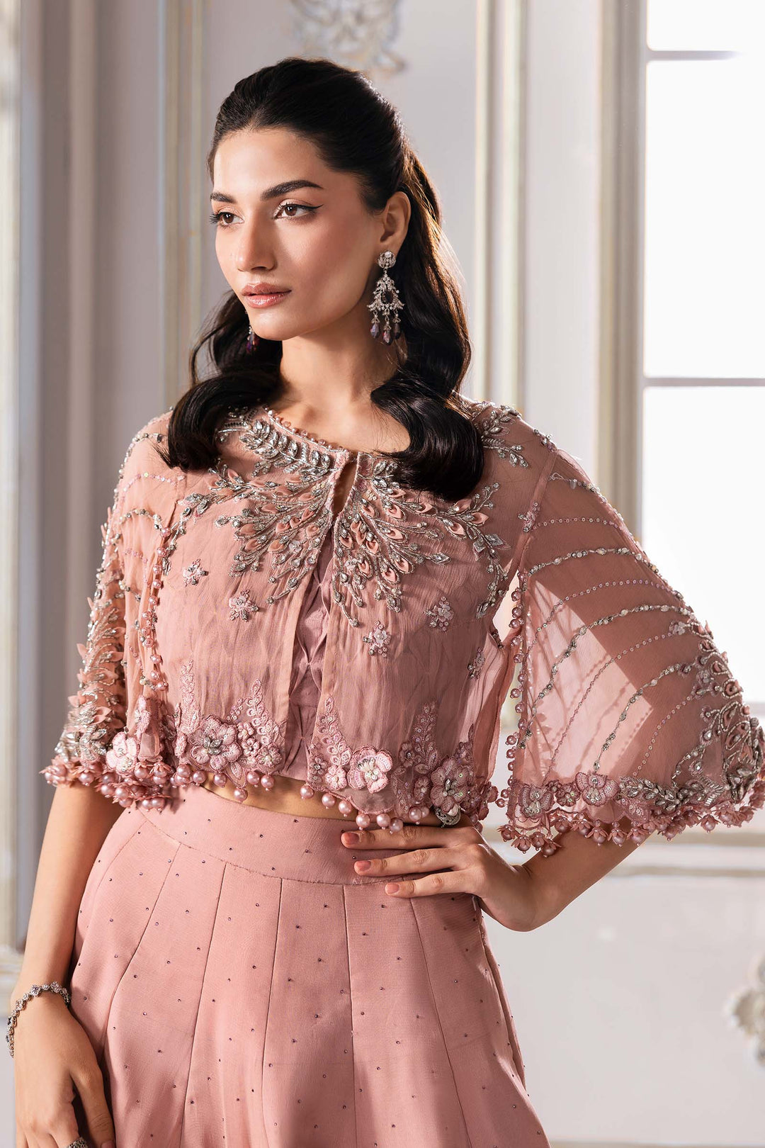 Unstitched Embroidered Chiffon Saree