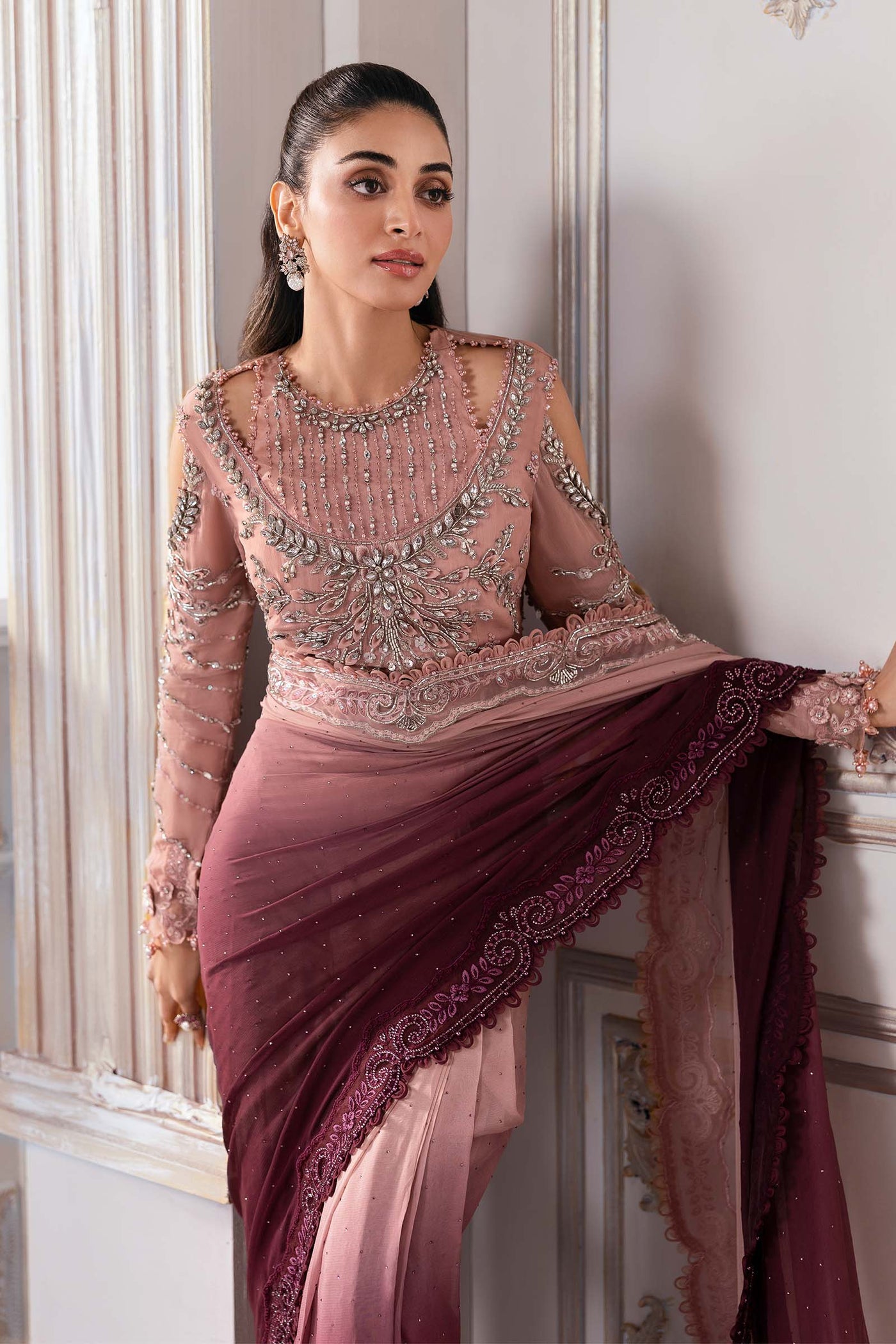 Unstitched Embroidered Chiffon Saree PFF Premium Store Unstitched Embroidered Chiffon Saree PFF Premium Store