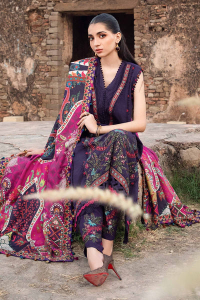 Maria.B M Print 3 Piece Unstitched Printed Linen Suit | MPT-2402-A