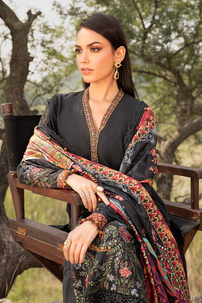 Maria.B M Print 3 Piece Unstitched Printed Linen Suit | MPT-2402-B