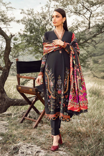 Maria.B M Print 3 Piece Unstitched Printed Linen Suit | MPT-2402-B