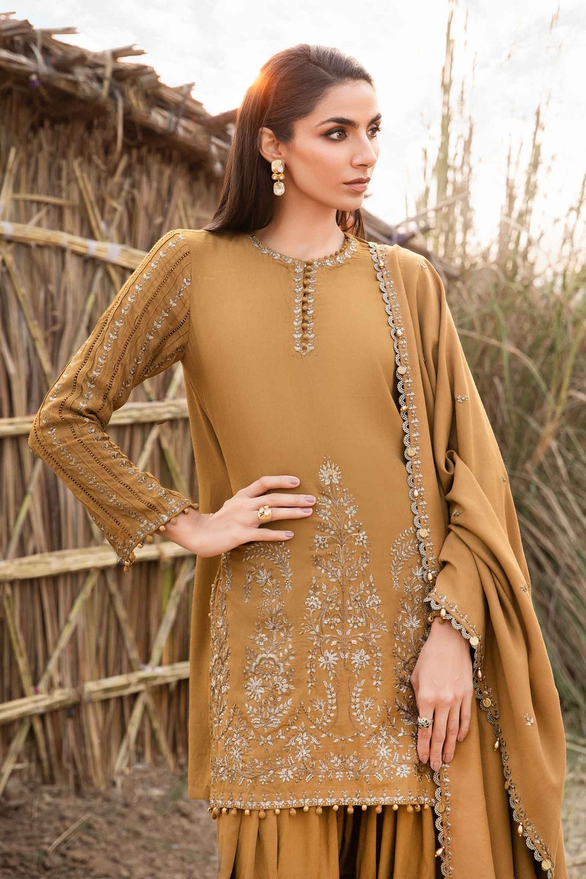 Maria.B M Print 3 Piece Unstitched Printed Linen Suit | MPT-2403-A