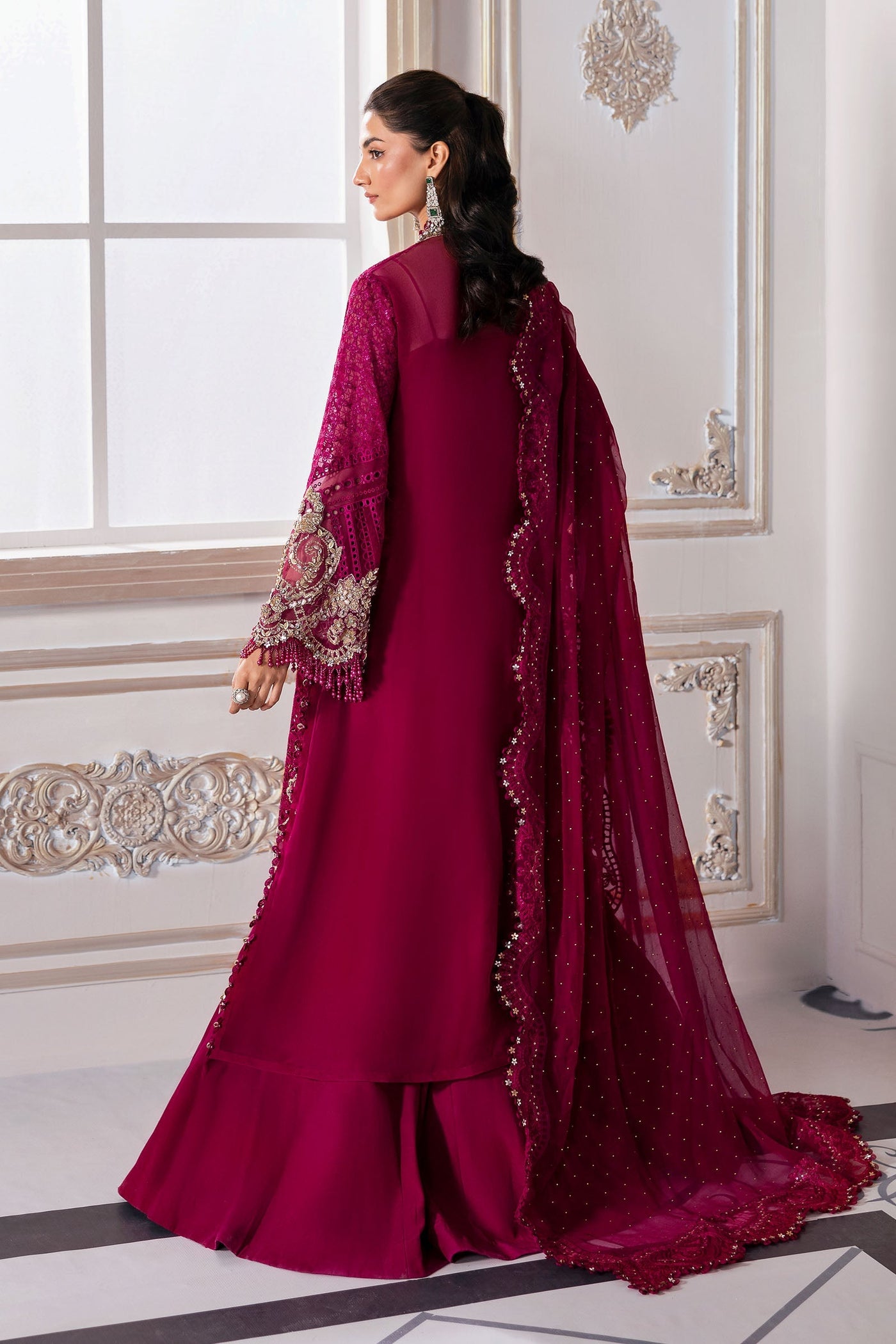 3 Piece Unstitched Embroidered Chiffon Suit
