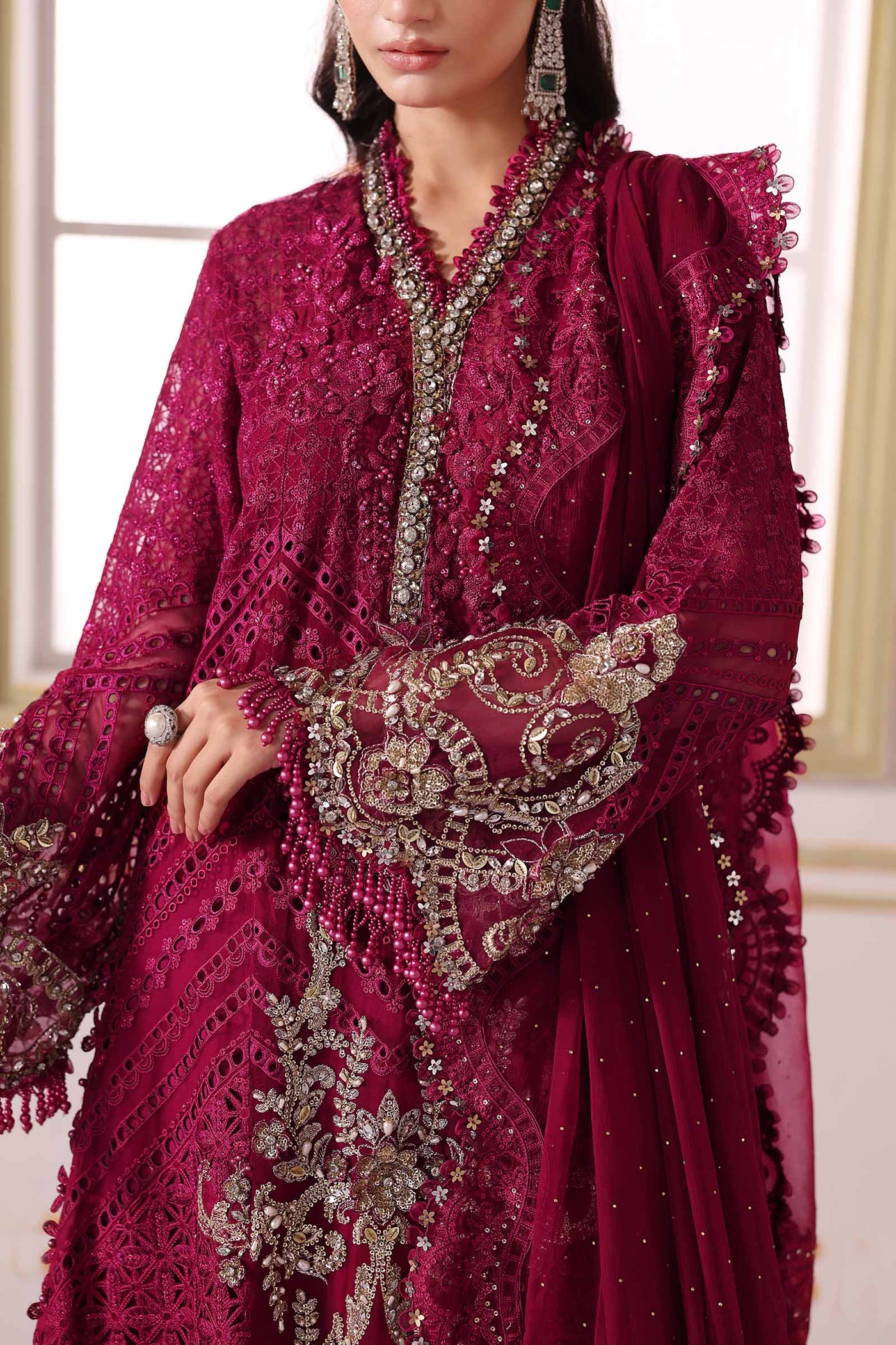 3 Piece Unstitched Embroidered Chiffon Suit
