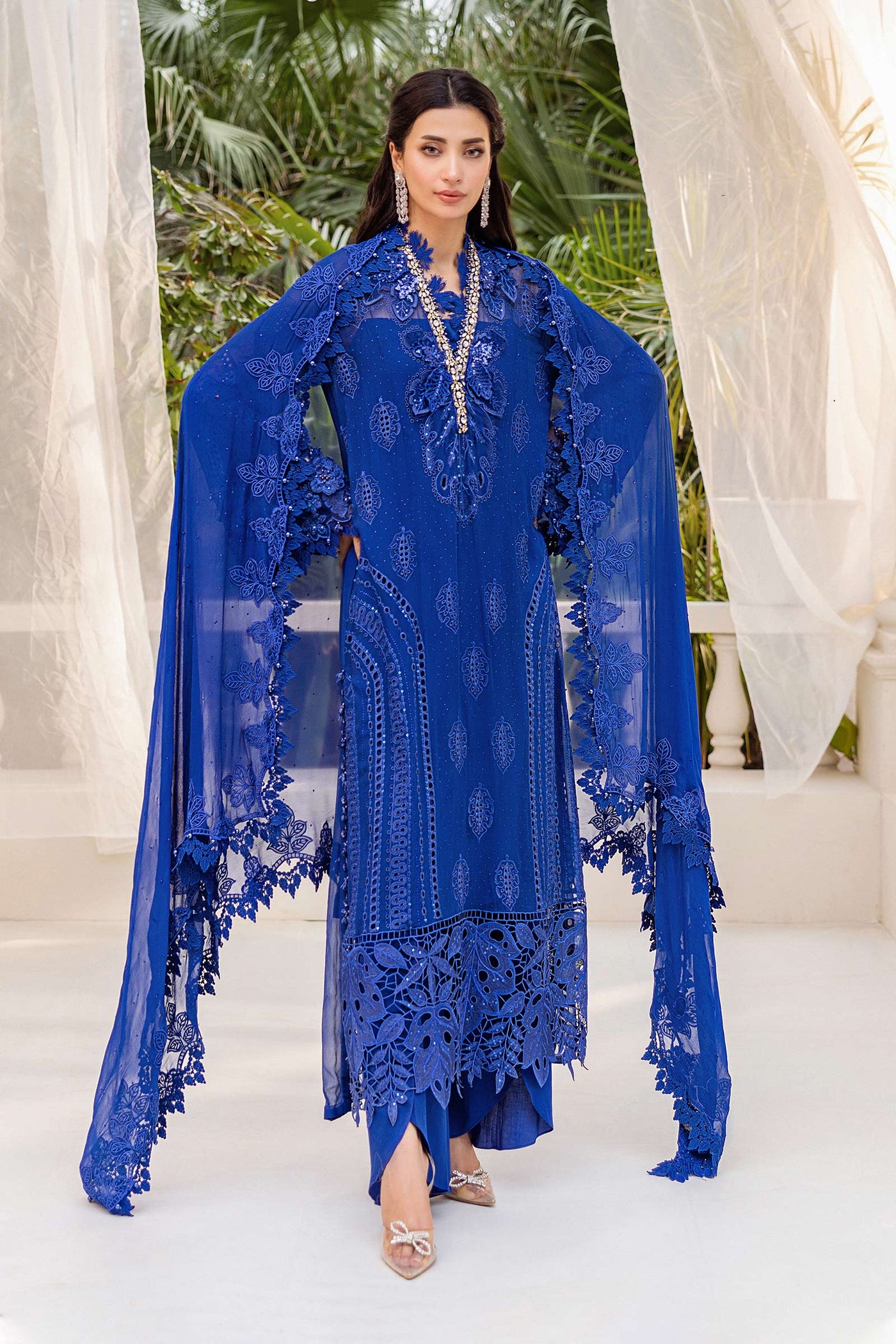 3 Piece Unstitched Embroidered Chiffon Suit