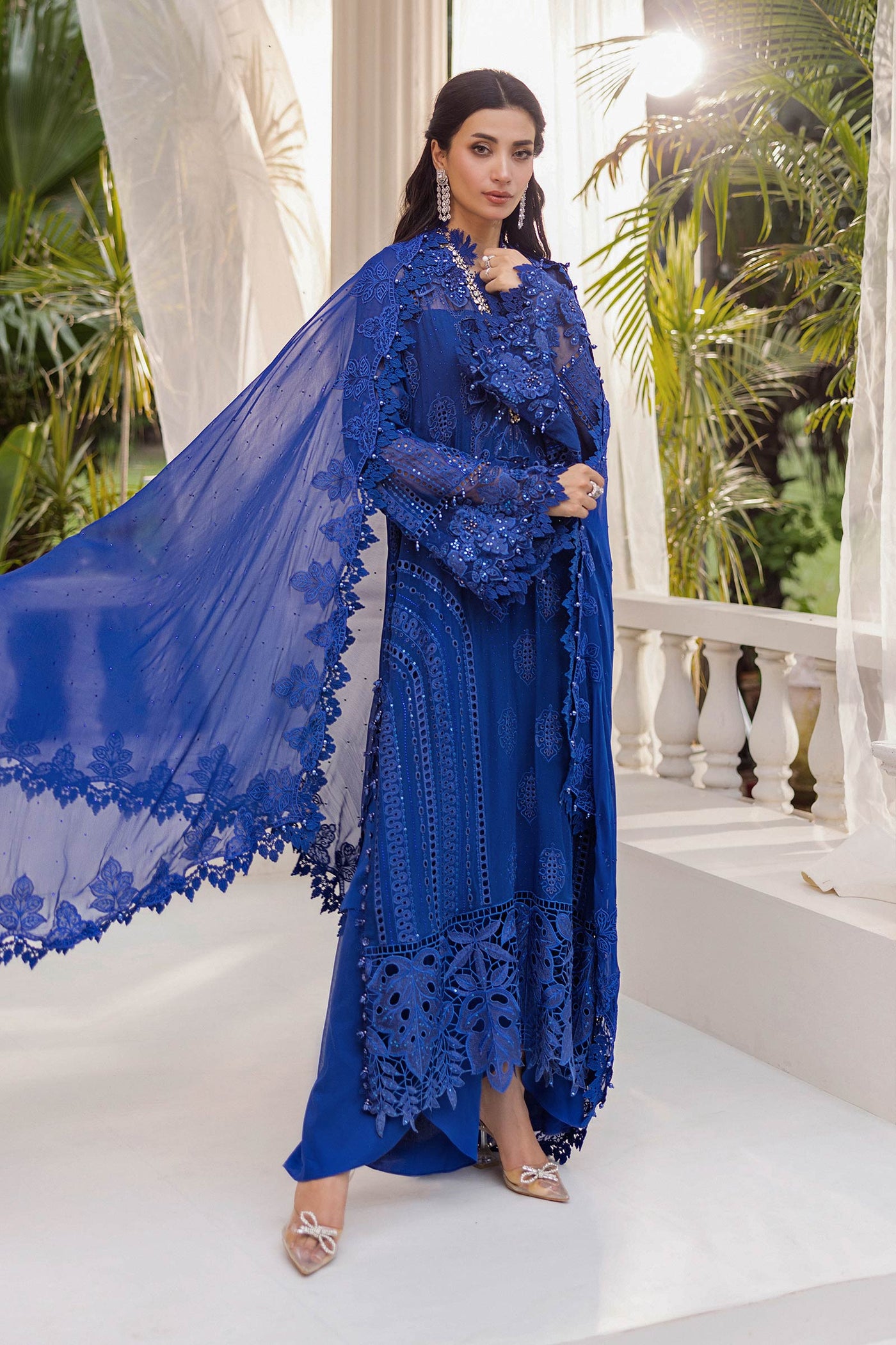 3 Piece Unstitched Embroidered Chiffon Suit