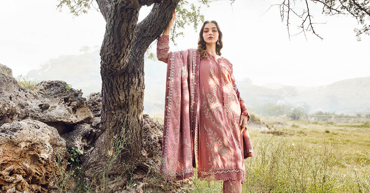 Maria.B M Print 3 Piece Unstitched Printed Linen Suit | MPT-2404-A