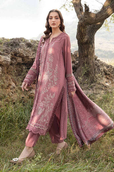 Maria.B M Print 3 Piece Unstitched Printed Linen Suit | MPT-2404-A