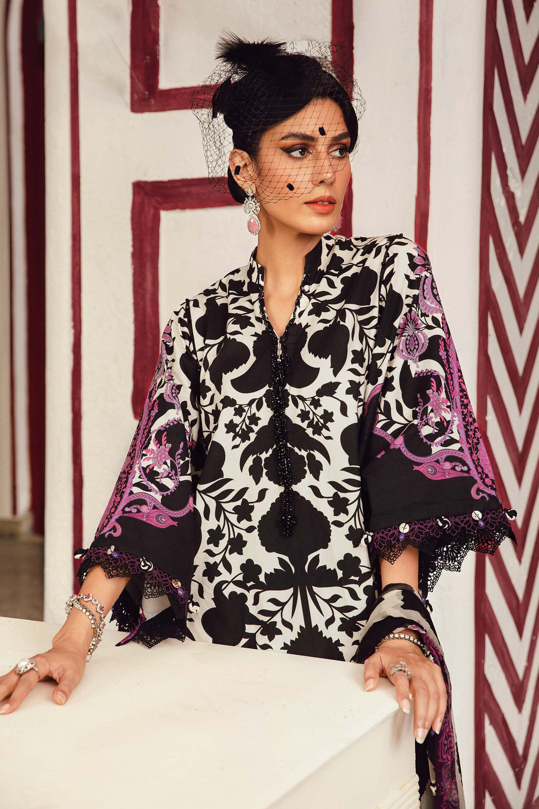 3 Piece Unstitched Embroidered Linen Suit