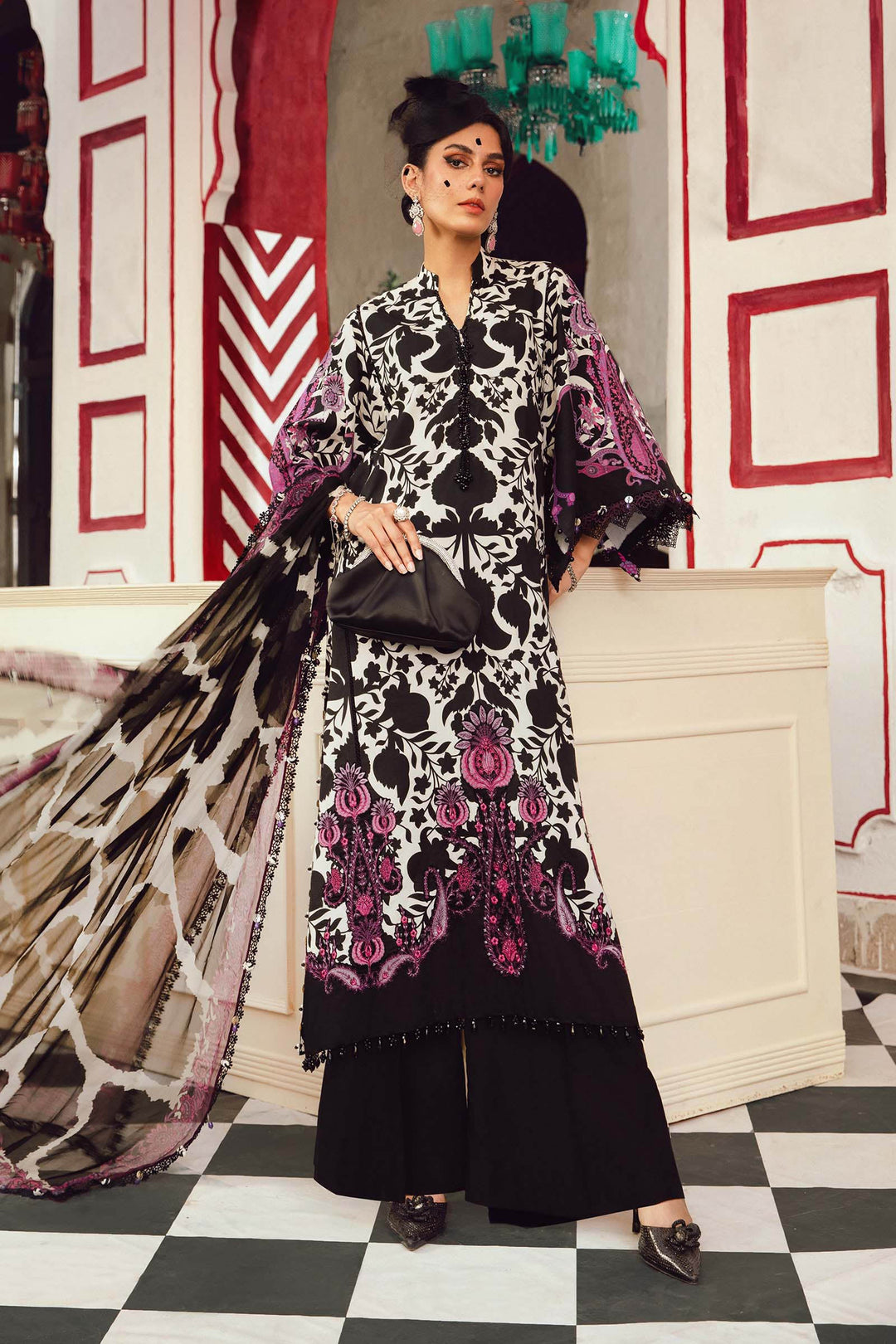 3 Piece Unstitched Embroidered Linen Suit
