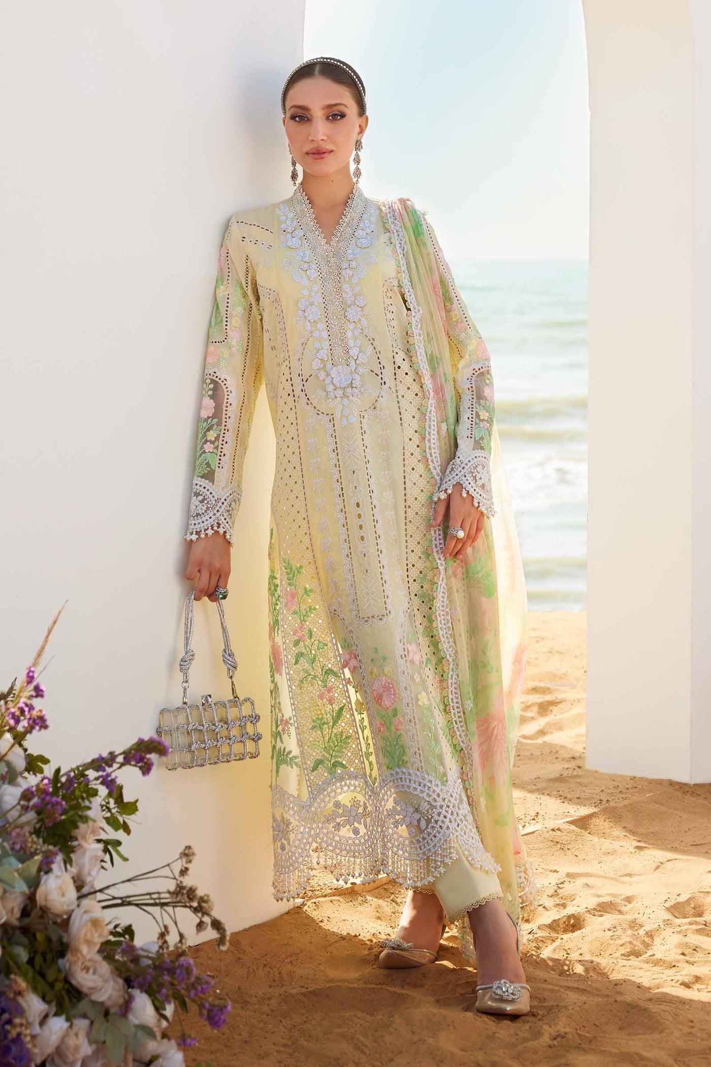 3 Piece Unstitched Embroidered Lawn Suit