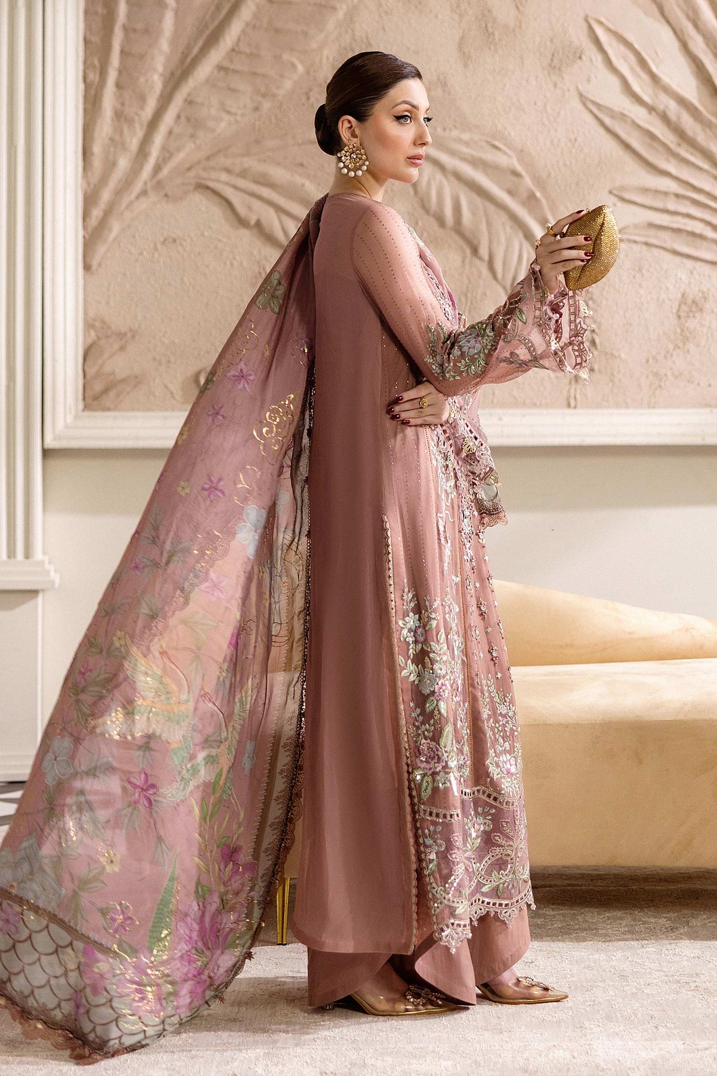 3 Piece Unstitched Embroidered Chiffon Suit