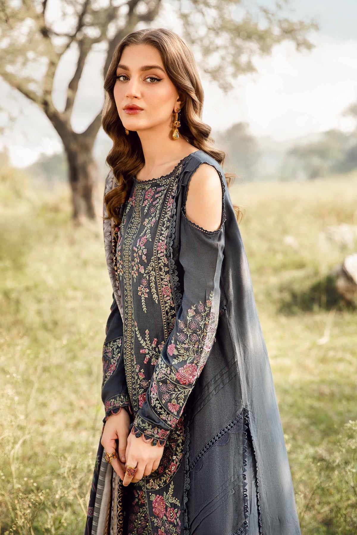 Maria.B M Print 3 Piece Unstitched Printed Linen Suit | MPT-2406-A