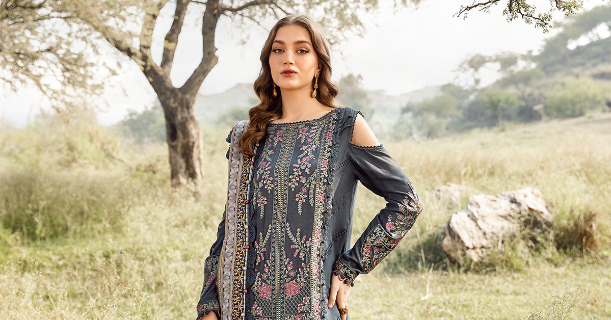 Maria.B M Print 3 Piece Unstitched Printed Linen Suit | MPT-2406-A