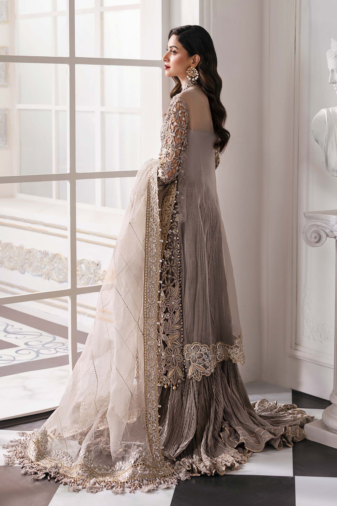 3 Piece Unstitched Embroidered Organza Suit