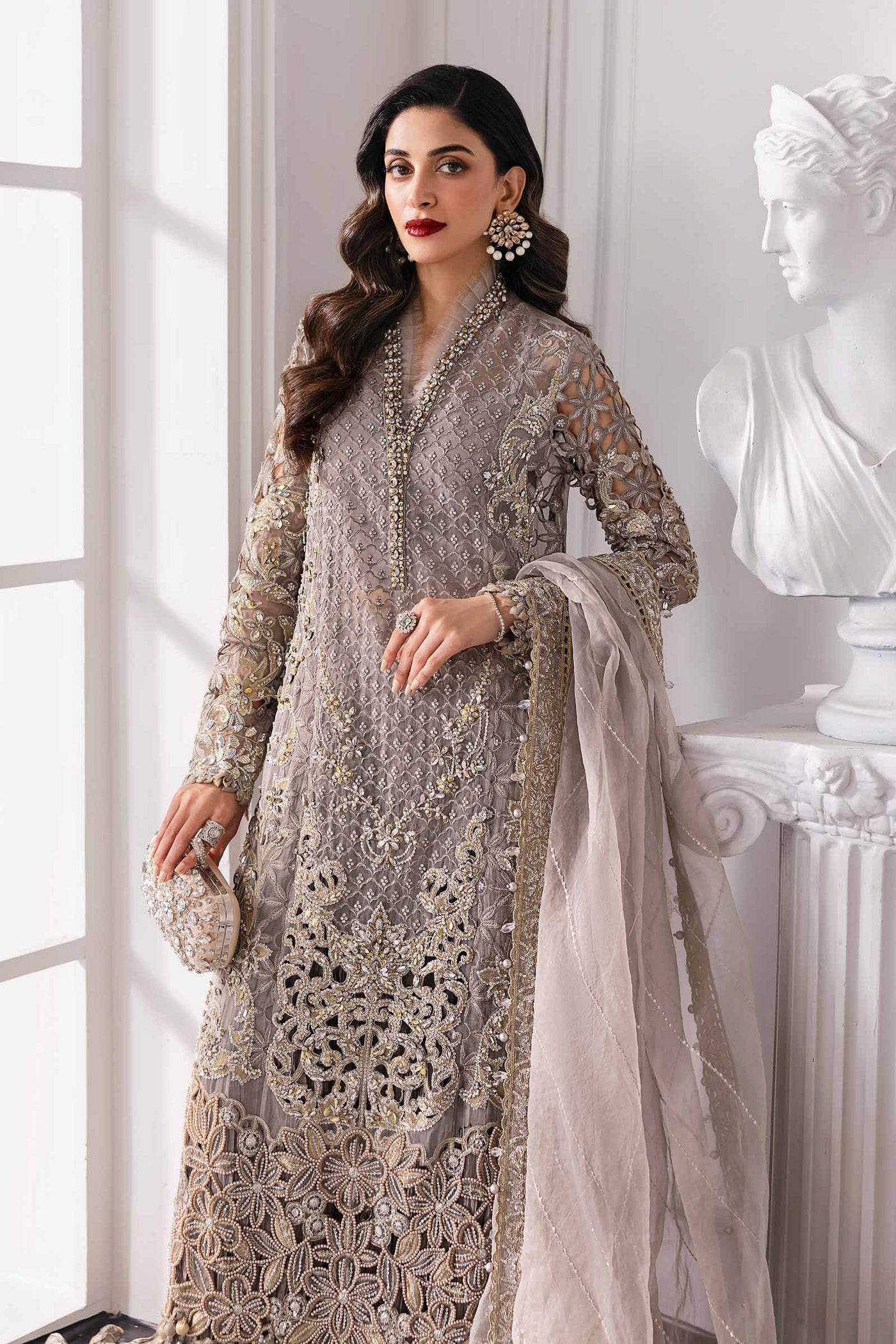 3 Piece Unstitched Embroidered Organza Suit
