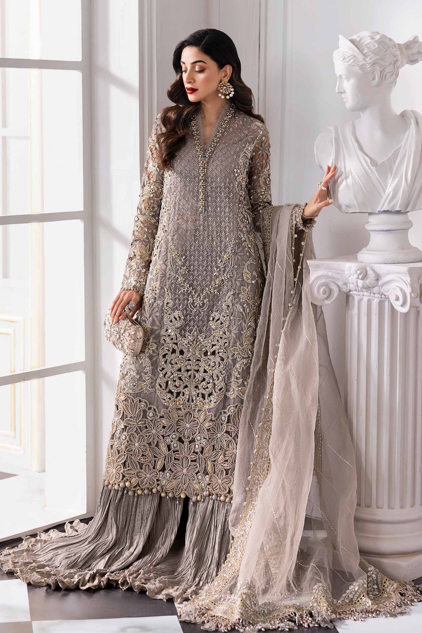 3 Piece Unstitched Embroidered Organza Suit