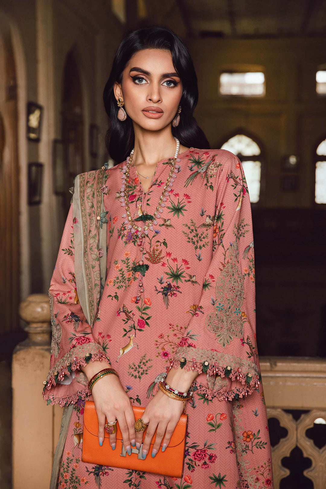 3 Piece Unstitched Embroidered Cambric Suit