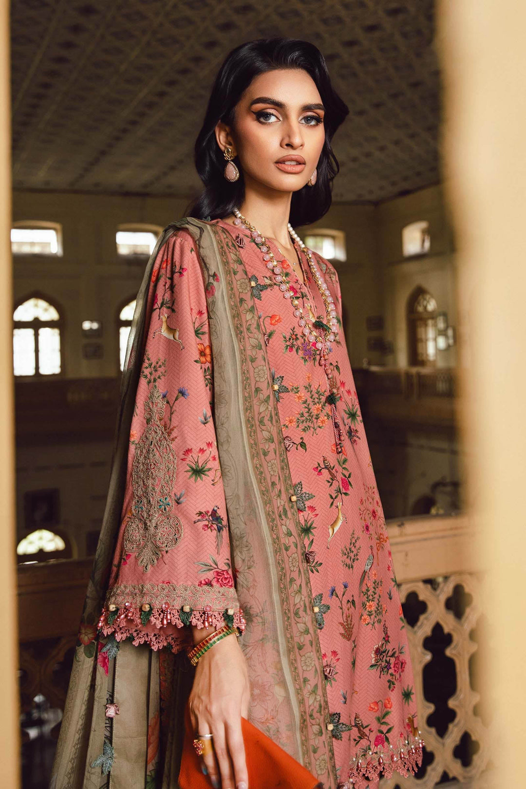 3 Piece Unstitched Embroidered Cambric Suit