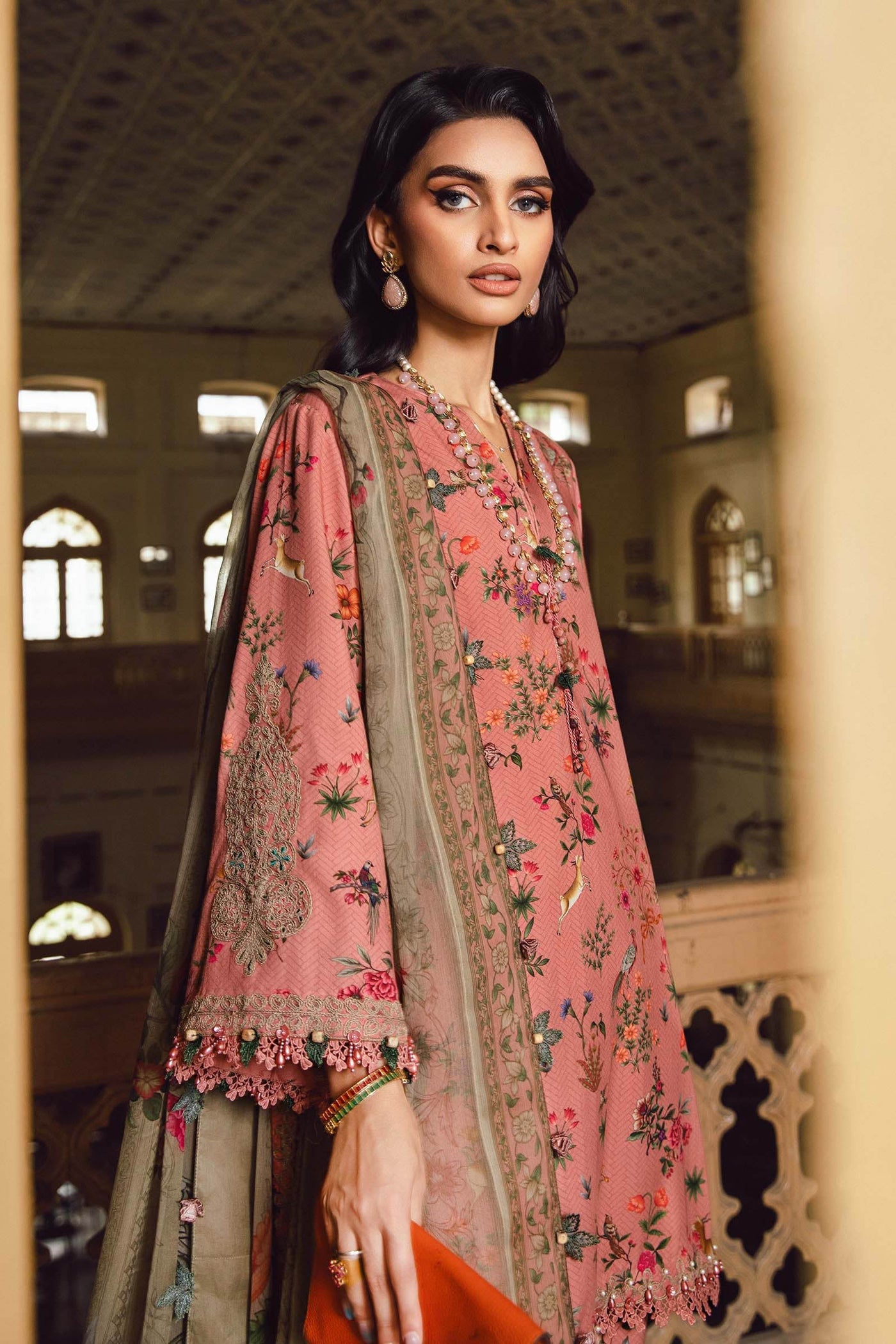 3 Piece Unstitched Embroidered Cambric Suit