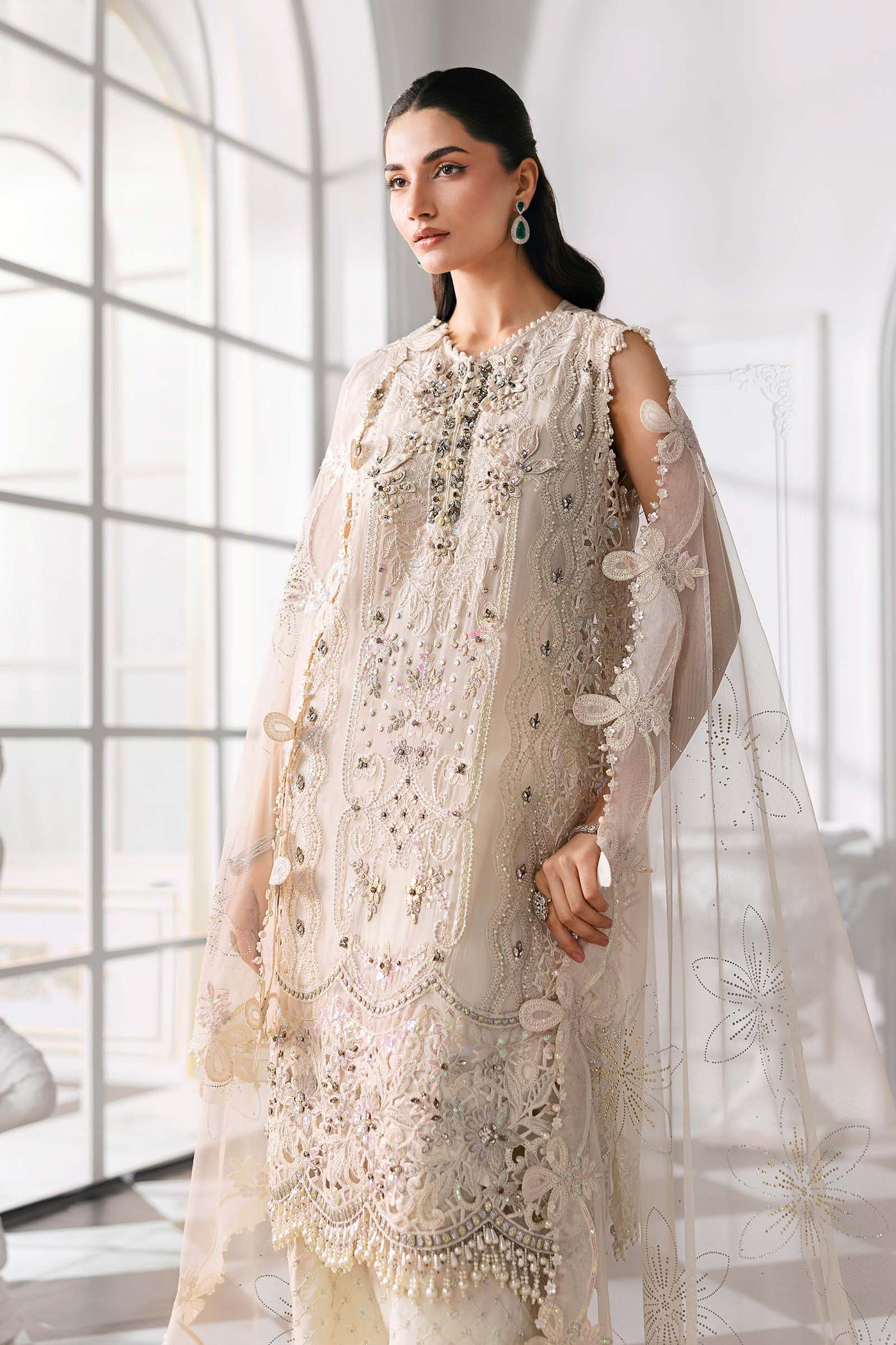 3 Piece Unstitched Embroidered Chiffon Suit