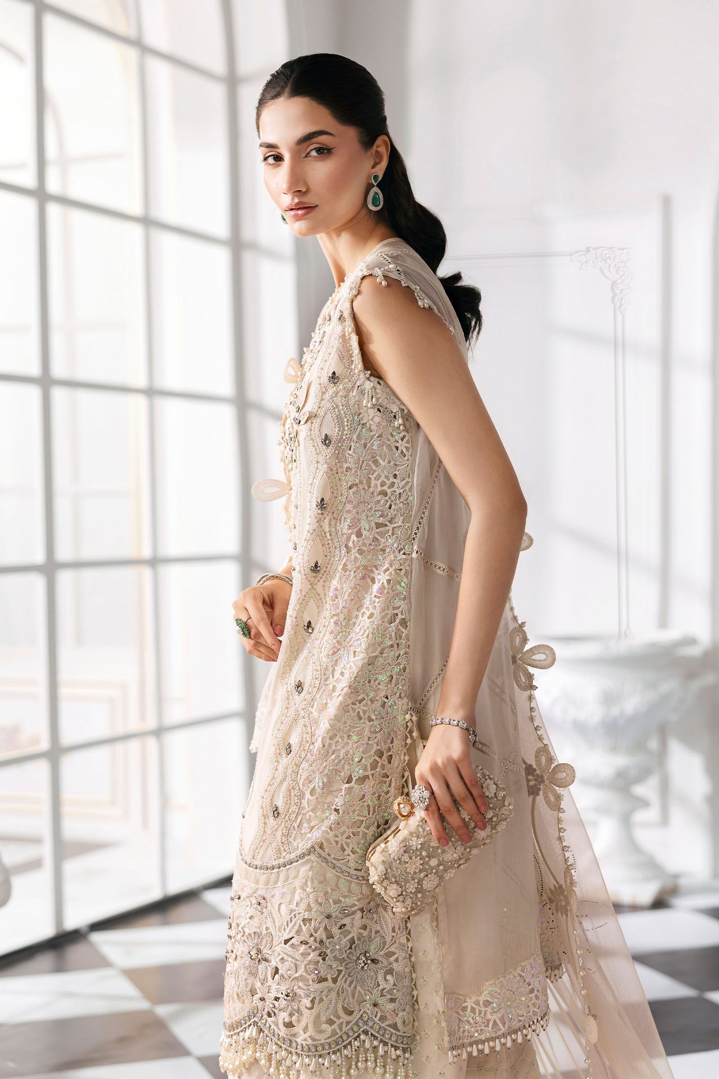 3 Piece Unstitched Embroidered Chiffon Suit