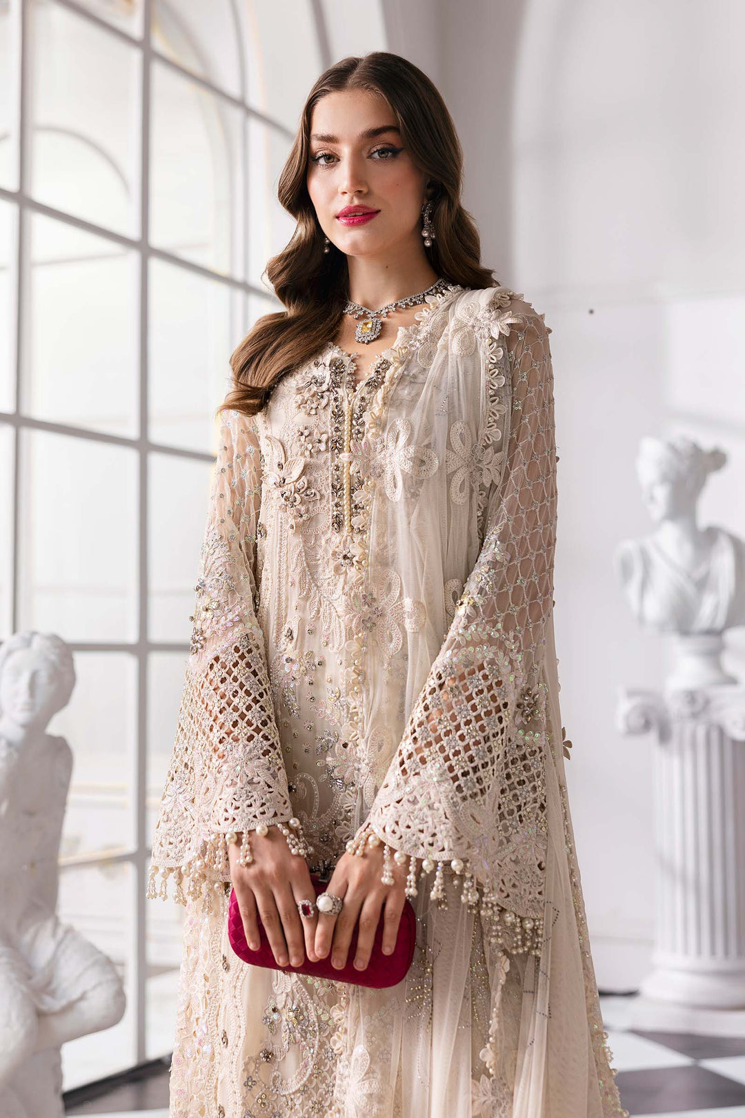 3 Piece Unstitched Embroidered Chiffon Suit