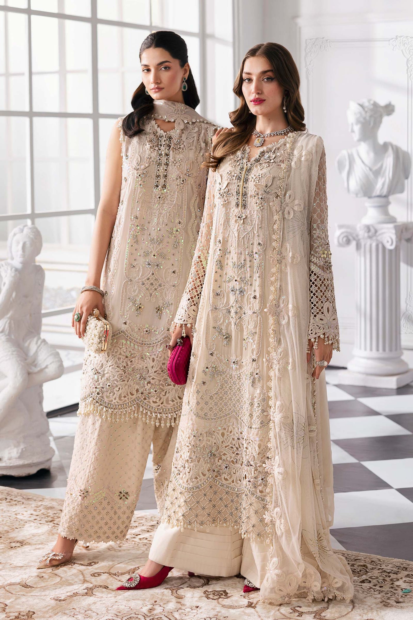 3 Piece Unstitched Embroidered Chiffon Suit